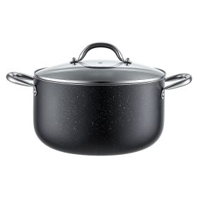 Aluminum Stock Pot, 8-Quart Nonstick Ceramic Coated Pot with Glass Lid, PFOA-Free, PFAS-Free, Compatible with Gas Stoves, Induction Cooktops