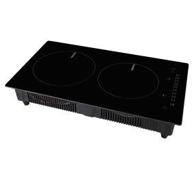 Electric Cooktop, 2 Burners, 12'' Induction Stove Top, Built-in Magnetic Cooktop 1800W, 9 Heating Level Multifunctional Burner