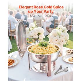 Chafing Dish Buffet Set, 5 Qt 4 Pack, Stainless Steel Chafer with 4 Full Size Pans, Round Catering Warmer Server with Lid Water Pan Folding Stand